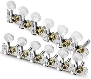 KORDOS 12 String Guitar Tuning Pegs Acoustic 6R6L, 1:15 Gear Ratio, 12 String Acoustic Guitars Tuning Knobs Tuning Machines, Chrome Plated, Single Hole