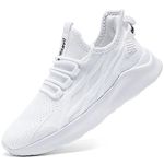 Oltyutc Trainers for Women Gym Sneakers Light-Weight Running Tennis Walking Shoes White Ladies Size 5 UK(Label Size:38)