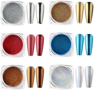 AIMEILI 6 Colores Polvos Acrílicos Para Uñas Efecto Espejo Arte de Uñas Cromo Pigmento Holográfica Manicura Decoración Chrome Láser Camaleón Uñas Nail Glitter Powder