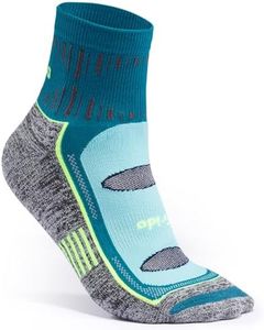 Frido Active Quarter Length Socks for Men & Women | Ideal for Badminton, Walking, Running, Gym & Sports | Anti-Sweat, Odor-Free | Cotton Nylon Grip Socks (IN, Alpha, L, 1, Cyan)