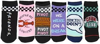 Hyp Friends TV Show Checkered Top Pattern Juniors/Womens 6 Pack Ankle Socks