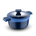 Bergner Gastro Non Stick Cooking Casserole/ Briyani Pot/ Handi with Glass Lid 28cm, Induction Base, Thickness 4.1mm, Blue, Gas Ready