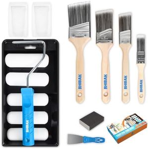 Rhibak Paint Roller Kit, Paint Brushes and 4 Inch Foam Small Paint Roller kit for Professional or Home Owners with All Paints and Stains for Professional Painting Results