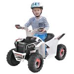 Maxmass 6V Kids Ride on ATV, Children Electric Quad Bike with Forward/Reverse Switch, Foot Pedal, Ergonomic Curved Seat and 4 Large Wheels, Battery Powered Electric Toy Car for Boys Girls (White)