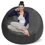 Sofa Sack Bean Bag Chair - Plush, Ultra Soft - Memory Foam Bean Bag Chair with Microsuede Cover - Stuffed Foam Filled Furniture and Accessories for Dorm Room 5 Feet - Charcoal