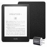 Kindle Paperwhite Essentials Bundle including Kindle Paperwhite (16 GB) - Leather Cover - Black, and Power Adapter