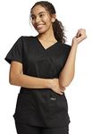 Cherokee Women - Man - Woman Scrub Top Revolution - Medical Clothing - Mock Wrap - With Pockets - Black - M