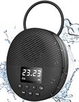 Shower Radio Speaker with Bluetooth 5.0, AGPTEK Waterproof Wireless Bathroom FM with LCD Screen Display, 12H Playback Time, Handsfree Calling, SD Card Playback, Suction Cup, Black