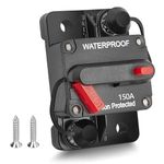 RED WOLF 150A Amp Marine Circuit Breaker Fuse Holder with Manual Reset Waterproof 12V- 48V DC for Boat Trolling Motor Marine ATV Trailer Vehicles Stereo Audio Electronic Battery Solar System 150 AMP