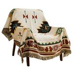 Aztec Navajo Throw Blanket Bohemian Tribal Ethnic Geometric Pattern Rug With Tassels Suitable For Sofa/Bed/Outdoor/camping (Size:130x160cm / 51.1x62.9in)