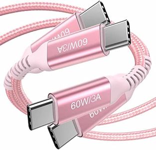 60W USB C to USB C Cable 10 ft Pink,2-Pack,Awnuwuy Long Type-C Fast Charging Charger Cord Compatible with iPhone 15/15 Pro/15 Plus/15 Pro Max,Samsung Galaxy S23 S22 Note 20 10,Pixel 7,MacBook Pro/Air