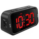 Odokee Digital Dual Alarm Clock for Bedroom, Easy to Set, 0-100% Dimmer, USB Charger, 5 Sounds Adjustable Volume, Weekday/Weekend Mode, Snooze, 12/24Hr, Battery Backup, Compact Clock for Bedside(Red)