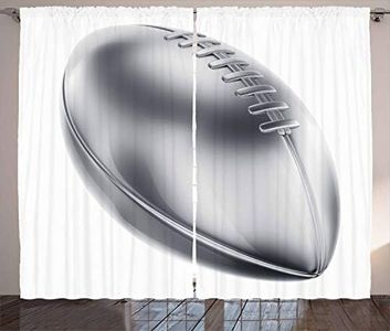 ABAKUHAUS Gris Rideaux, Motif Football américain, Décoration Intérieure Accent Lot de 2 Panneaux, 280x260, Gris Clair Blanc