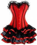 Kelvry Women's Sexy Gothic Lace up Boned Vintage Corset and Bustiers Dress with Skirt Plus Size