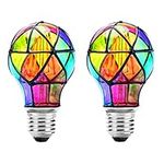 Lpraer E27 Edison Light Bulb 2 Packs Stained Glass Screw Decorative Blown Bulb 3.5W (Equivalent to 40W) ST64 LED Filament Bulb [Energy Class A++]