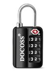 DOCOSS-116 Metal TSA Locks for Luggage, Number Lock for Bag 4 Digit Small Locks for Luggage TSA Lock Combination Password Locks for Travel (Black)