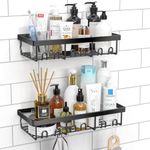 SaleOn Set of 2 Bathroom Caddy Shelf Organizer Rack, Self Adhesive Black Bathroom Shelves Basket, Home Farmhouse Wall Shower Inside Organization and Storage Decor Accessories - Black