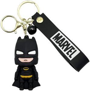 AUTOZOCO Llavero Batman silicona, Llavero de Superhéroe, Llavero de Goma de Hombre Murciélago, Llavero de Figura de Batman, 7 cm, Silicona, Compatible con Marvel