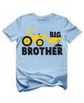 Construction Tractor Big Brother Shirt Pregnancy Baby Announcement Gifts for Boys Sibling Toddler Kids T-Shirt 2T California Blue