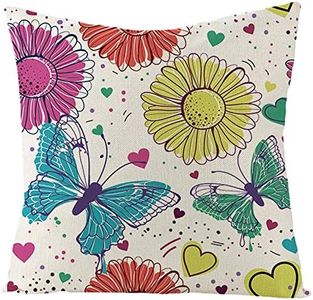 Couch Pillow Covers Vintage Cushion for Rv Dinette Sunflower Butterfly Velvet Throw Pillow Covers Kids Room with Design Yellow Pink Blue 20X20 Inches