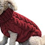 Dog Sweater Knitting Patterns,Pet Cable Knit Winter Coat Apparel Puppy Warm Jumper Cat Twist Striped Vest Clothes Outerwear for Cold Weather (Large, Red)