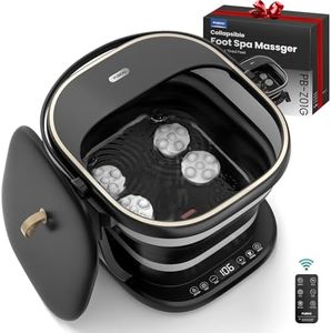 Puboo Collapsible Foot Spa Bath with Heat, Remote & Timer, 16 Massage Balls, Support Rods – Heated Pedicure Soaking Tub for Stress Relief,Great Father's Day Gift for Dad