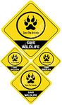 Pack of 4 (5×5 inch) | Save Animal Save Wildlife Save Nature Logo | Sticker for CAR & Bikes