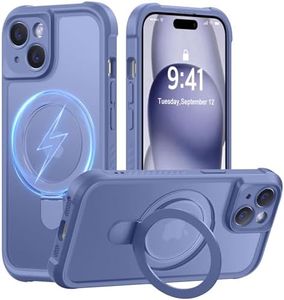 MOCCA Design for iPhone 15 Case with Magnetic Invisible Stand [Full Camera Protection] [Compatible with Magsafe] Military Drop Shockproof Translucent Matte Phone Case Cover 6.1",Lavender Grey