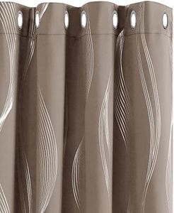 Deconovo Set di 2 tende motivo linea balcone esterno L'Hotel Salle enfant tenda fonica argentata oscurante isolante termico anti freddo con occhielli, 140 x 175 cm, colore: tortora