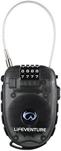 Lifeventure Cable Lock Luggage Lock With 90cm Retractable Steel Cable Shackle Mini 4 Digit Code Combination Lock For Suitcases, Bike, Ski, Snowboard, Pushchair And Stroller,Black