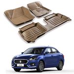 Oshotto 5D Car Mat for Maruti Suzuki Dzire 2017-2023 (Automatic) (Set of 3, Beige)