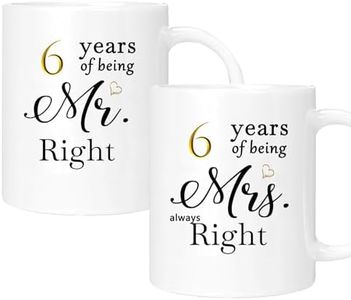 ERYUWOZA 6 Year Anniversary Coffee Mugs Set of 2, 6th Anniversary Wedding Gifts for Wife Husband Parents Couple Grandparents, 6 Year Anniversary Engagement Gifts Cups, 11oz