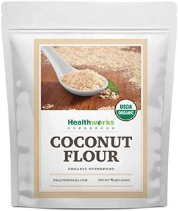 Healthworks Coconut Flour Unrefined Raw Organic (64 Ounces / 4 Pounds) | Certified Organic | Keto, Vegan & Non- GMO | Protein Based Whole Foods | Pancakes, Waffles, Bread & Other Baked Goods