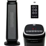 Climatik Oscillating Black Tower Ceramic Heater - Energy Efficient, Thermostat, 2 Power Settings, LED Display, Portable Design with Timer & Remote Control