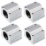 HiPicco Linear Motion Ball Bearing Slide Block, SCS16UU 16mm Pillow Block Closed Linear Bearing Aluminum Bushing Linear Rail Support Guide Shaft Bearing for CNC 3D Printer Parts 4 Pack