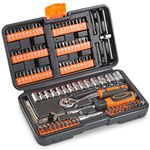 VonHaus Socket Set – 130-Piece Ratchet Set, 1/4" Drive Socket Set with Extension Bar, Coupler, Socket Wrench - Wrench Set and Screwdriver Bit with Carry Case - Car Tool