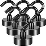 FINDMAG 6 Pack Magnetic Hooks, 22 lb+ Pull Extra Strong Neodymium Magnet Hooks, Black Magnetic Hooks Heavy Duty, Magnets with Hook for Hanging, Towel, Home, Kitchen, Workplace, Office