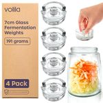 Fermentation Weights - 4 Pack Glass Fermenting Weights (7cm) for Wide Mouth Fermentation Jars - Glass Fermentation Weights with Easy-Grip Handle and a Functional Gap to Remove Excess Brine