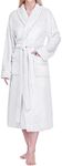 PAVILIA Robes For Women, Fleece Soft Fluffy Bathrobe, Plush Cozy Long Spa Robe, Satin Trim (L/XL, White)
