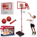 Kids Basketball Hoop Indoor Outdoor Adjustable Height Set Small to Big 3Ft 4.5Ft 6Ft for Youth Kids Age 3-5 5-7 4-8 8-12 Boys and Girls Outside Summer Birthday Toy Court Party Gifts