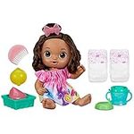 Baby Alive Fruity Sips Doll, Lemon, Toys for 3 Year Old Girls,Boys 12-inch Baby Doll Set, Drinks & Wets, Pretend Juicer, Kids 3 and Up, Brown Hair