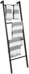 mDesign Metal Leaning Blanket and Towel Ladder - Blanket Ladder for Bedroom and Towel Ladder for Bathroom - Throw/Quilt Display Holder Rack - Nursery Wall Ladder - Blanket Ladder Decor - Matte Black