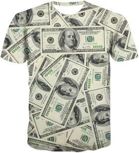KYKU Dollar T-Shirt Men USA Money 3D Funny Cool Men's Clothing (Small)