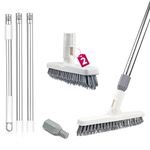 ITTAHO 2 Pack Grout Brush with Long Handle, Swivel Cleaning Grout Line Scrubber - Extendable Durable Handle Grout Cleaner Brush, White & Grey