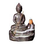 FIYSON Backflow Incense Burner Buddha Backflow Incense Holder Home Ceramic Backflow Incense Burners Aromatherapy Incense Cone Burner Monk buddha incense Holder Tower Cones Sticks HolderHome Decor