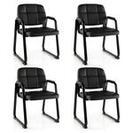 Giantex Waiting Room Chairs Set - Reception Chair with Padded Seat, Metal Frame, Lobby Chairs for Conference Room, Meeting Room, Office Chair No Wheels, Office Guest Chairs Set of 4, Arm Chair, Black