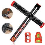 4-in-1 Drilling Positioning Ruler, 35cm/13.78in Adjustable T Square Ruler, Cabinet Hardware Jig, Ruler, Woodworking Ruler, Cabinet Drawer Door Hole Drilling Template