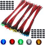 RUNCCI-YUN 100pcs 3mm prewired led，LED Diodes Light 3V-12V 20cm Pre Wired led+ 100Pcs 3mm Plastic LED Holder Holder Clip Cable for model railway