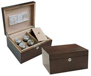 Prestige Import Group Stash Cachet Humidor Box with 4 Glass Jars w/Ventilated Tops, Humidifier and Storage Compartment - Color: Mahogany