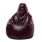 Wakefit 3XL Bean Bag, Bean Bag with Beans Filled, Bean Bag Sofa, Bean Bags, Bean Bag Chair, Bean Bag with Beans, Diwali Gifts, Bean Bag XXXL, Original Leatherette Bean Bag (Brown with Red Piping)